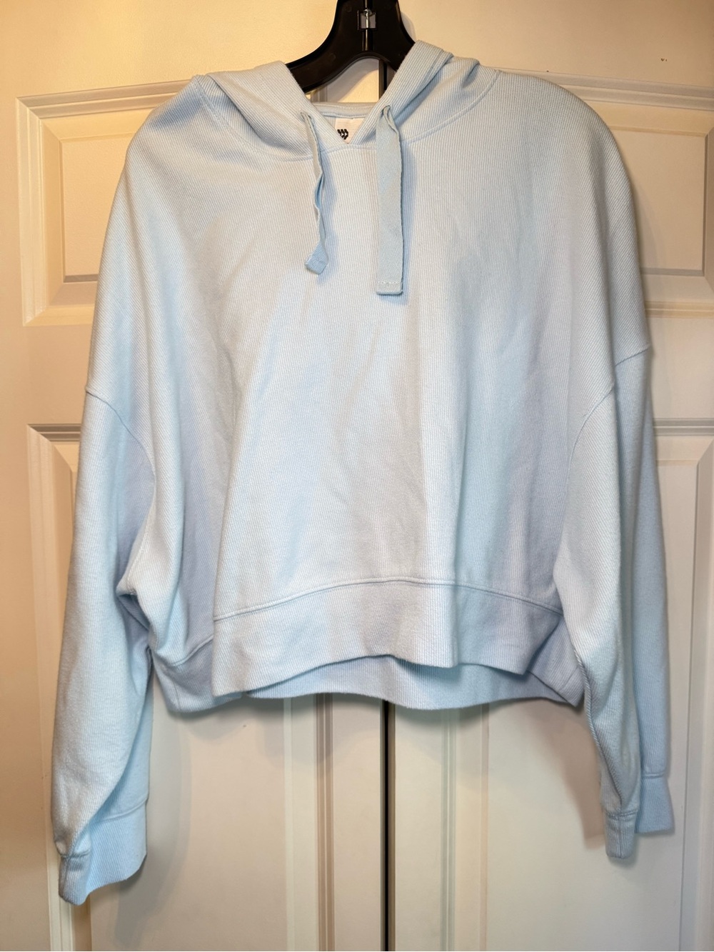 all in motion Light Blue Ribbed Cropped Hoodie